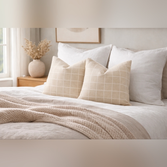 Other - French Linen Euro Sham Pillow Cover 2 pack 26x26 White